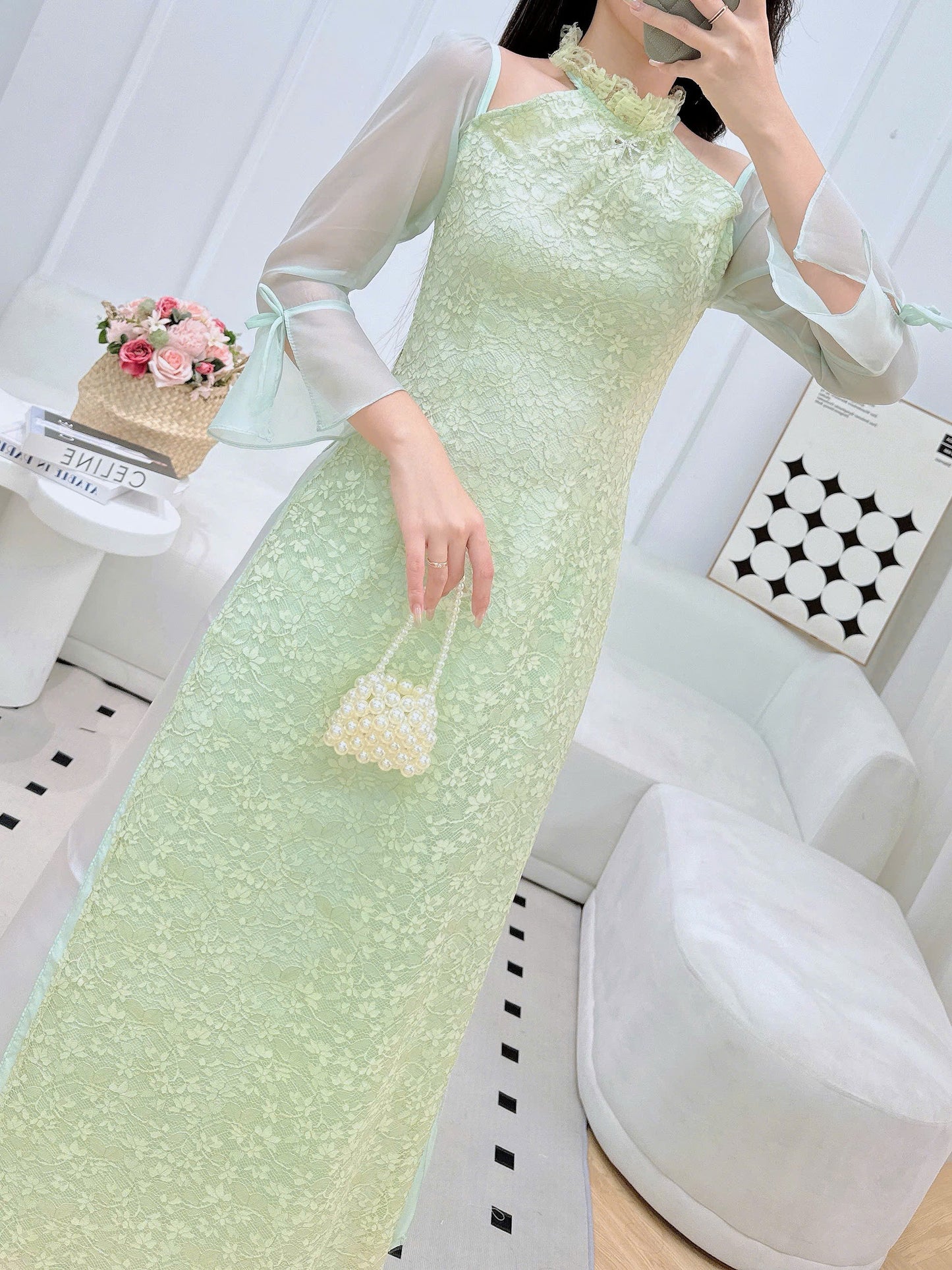 CELESTE Ao Dai Long Dress | Vietnamese Traditional Ao Dai Set