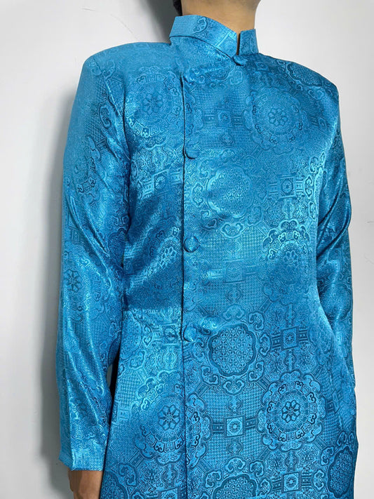Aqua Blue Gam Ao Dai For Men - Men Dress | Ao Dai For Groomsmen