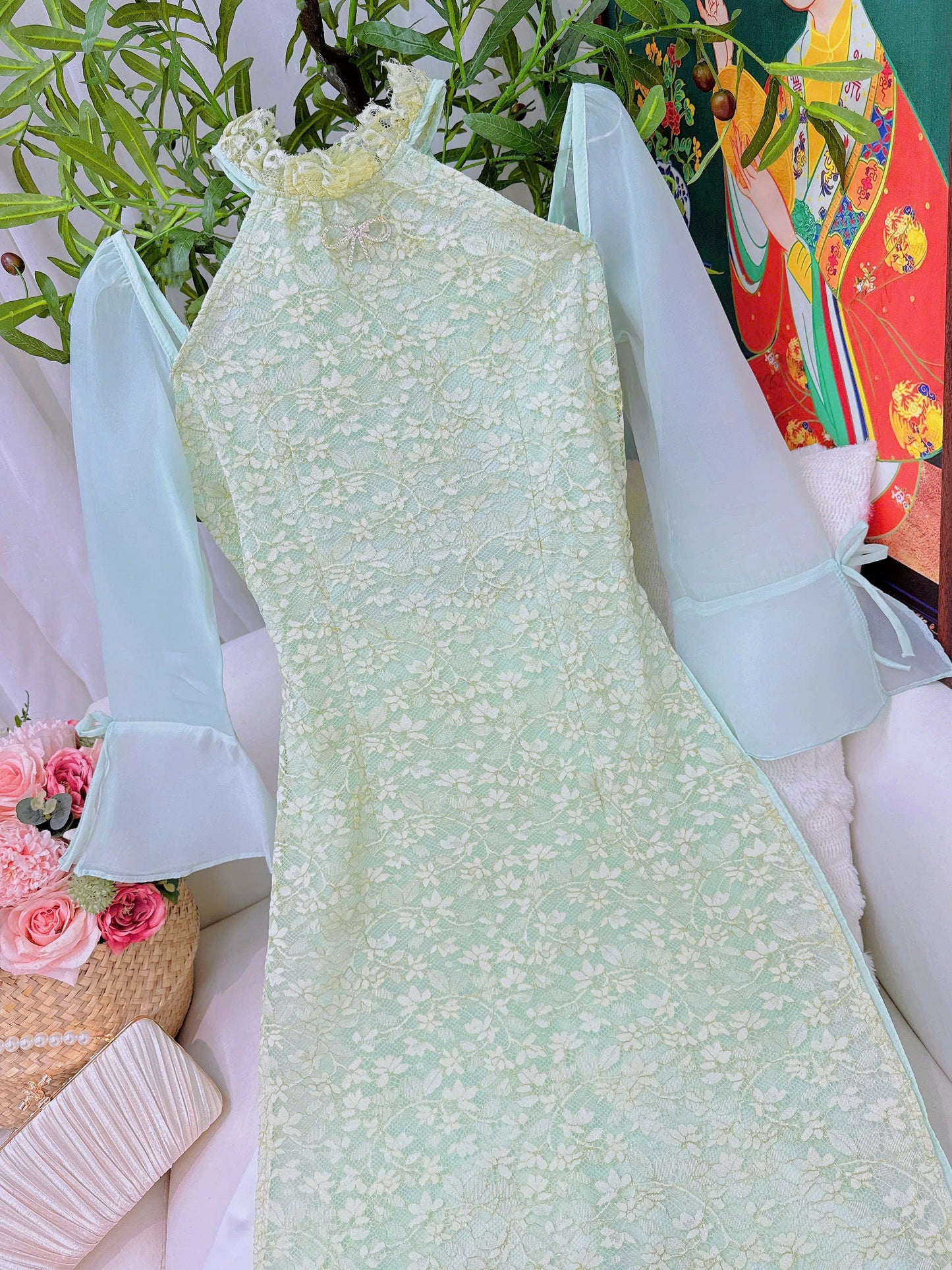 CELESTE Ao Dai Long Dress | Vietnamese Traditional Ao Dai Set