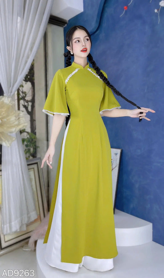 Green Ao Dai Modern Set | Pre-made Modern Ao Dai For Women