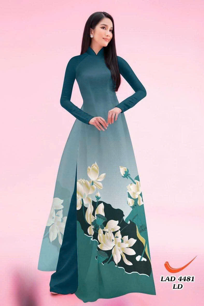 Pre-order: Vietnamese Ao Dai For Women - 3D Flower Printed Long Dress