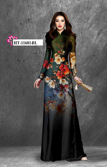 Pre-order: 3D Printed Flower Ao Dai | Traditional Vietnamese Dress for Women